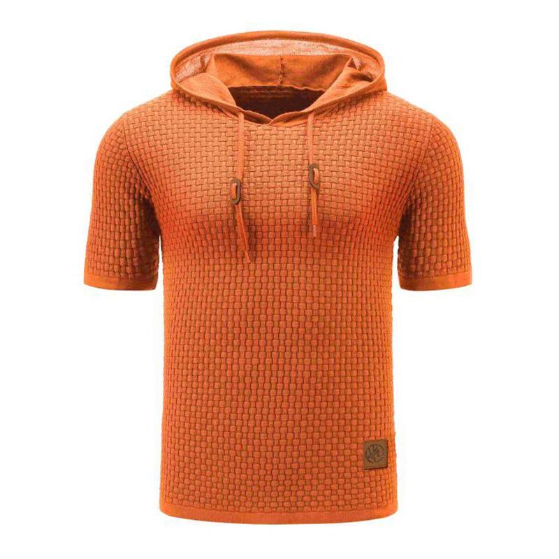 Men's Casual Knit Slim Fit Short Sleeve Hoodie 9268188807352