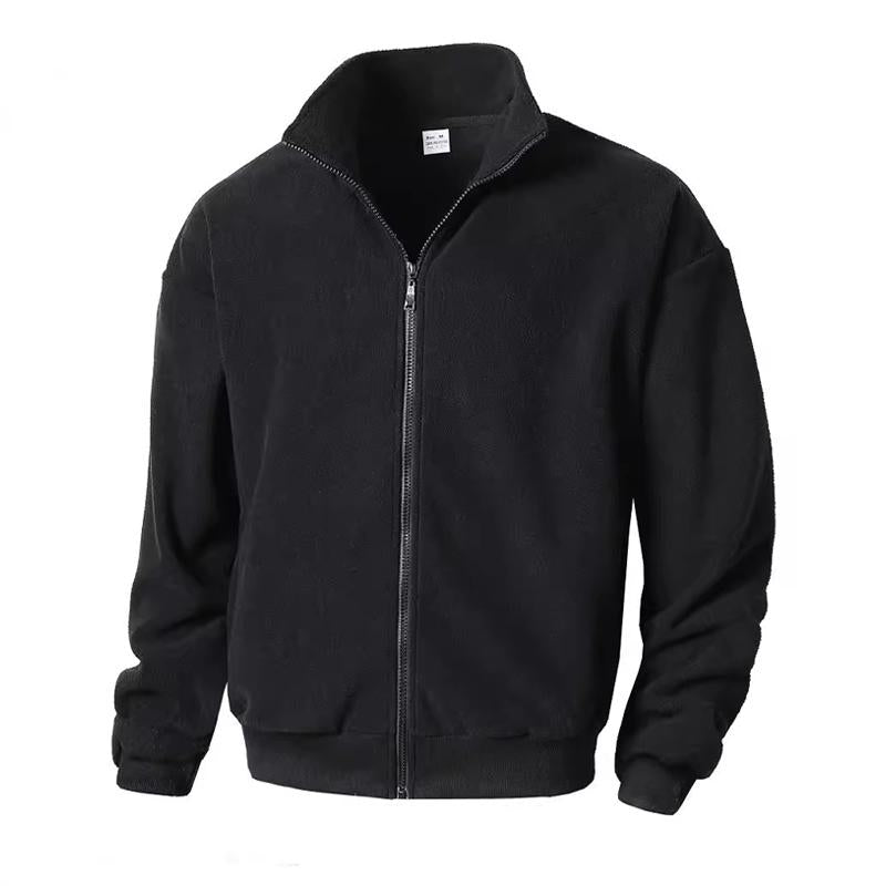Men's Casual Solid Color Polar Fleece Stand Collar Jacket 9261093257400