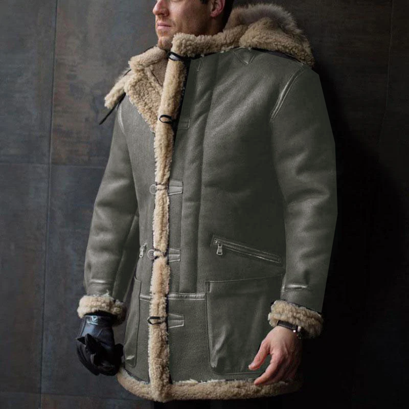 Men's Vintage Thickened Fur Leather Coat 9261101514936