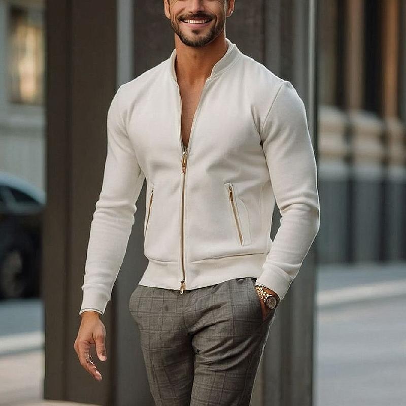 Men Fashion Casual Stand Collar Sweatshirt Jacket 9885321593016