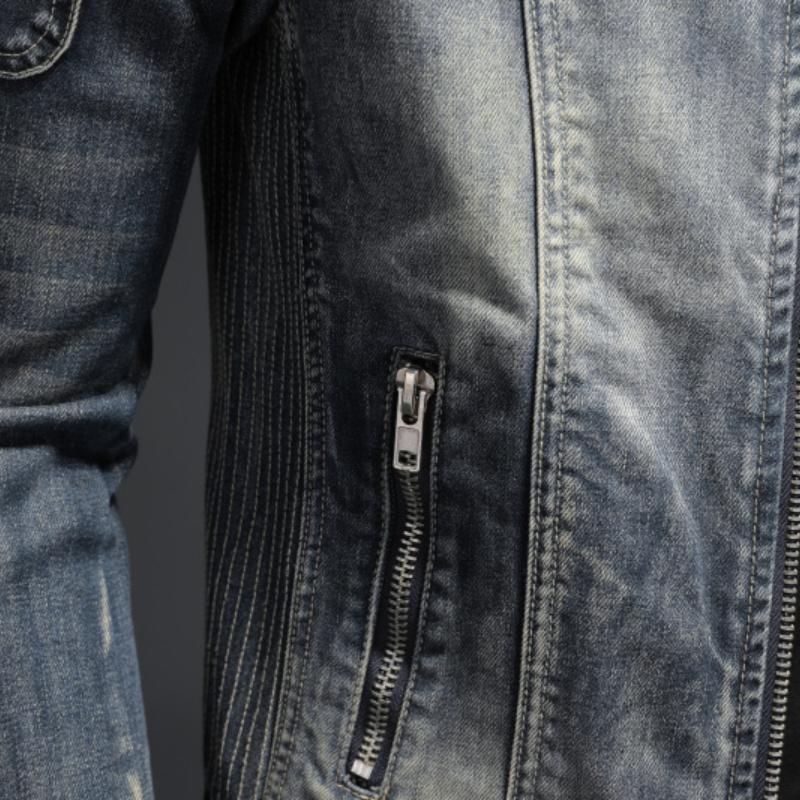 Men's Vintage Stand Collar Zipper Jacket Cycling Motorcycle Jacket 9261087195320