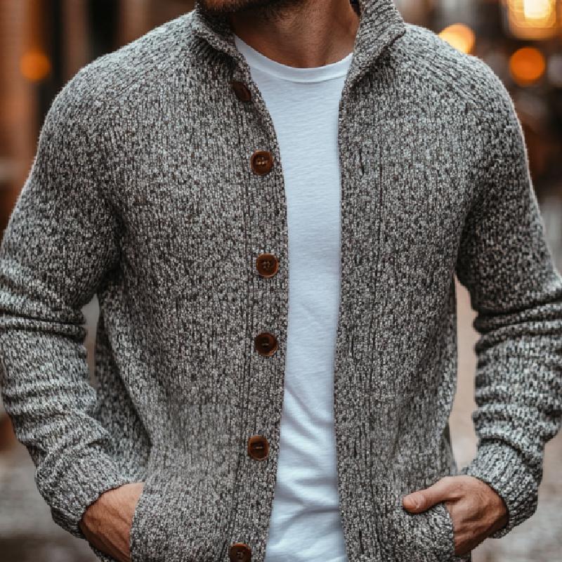 Men's Casual Stand Collar Single Breasted Loose Knitted Cardigan 9266615189688