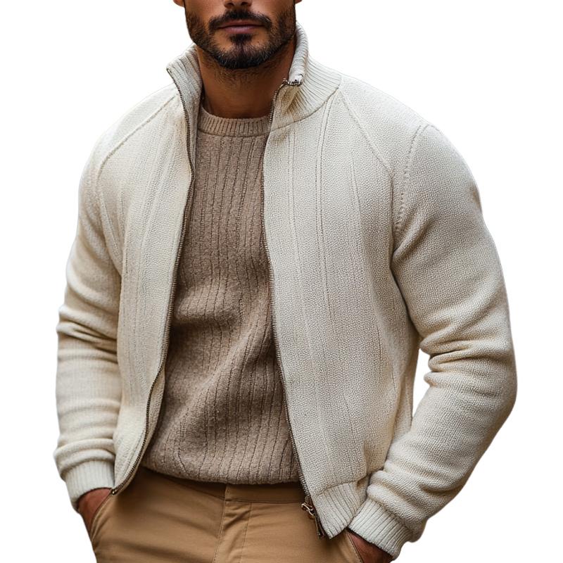 Men's Retro Stand Collar Zipper Knit Cardigan 9879141187768