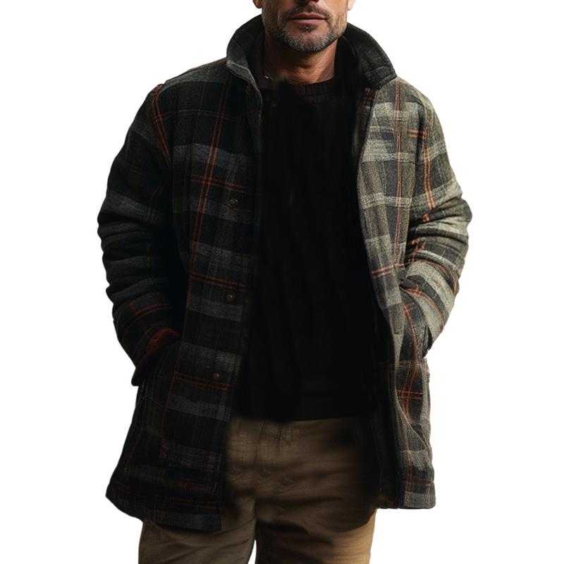 Men's Retro Plaid Mid-Length Coat 9261108789432