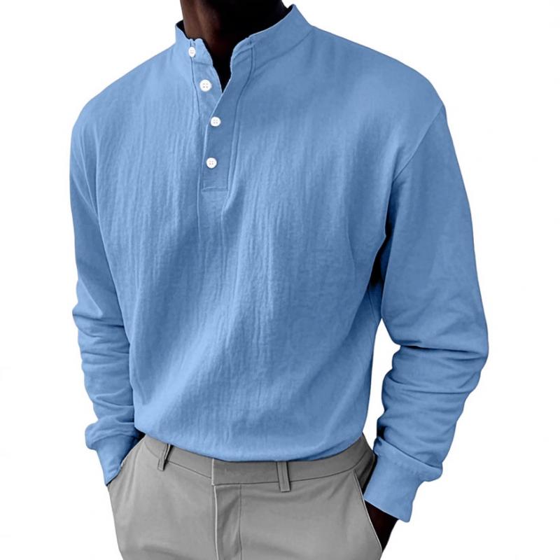 Men's Casual Button-down Collar Loose Pullover Sweatshirt 9268189823160