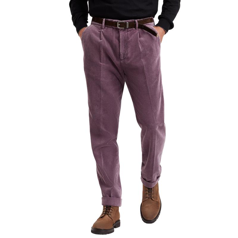 Men's Casual Corduroy Length Knee-length Lapel Coat and Pants Two-piece Set 9877926740152