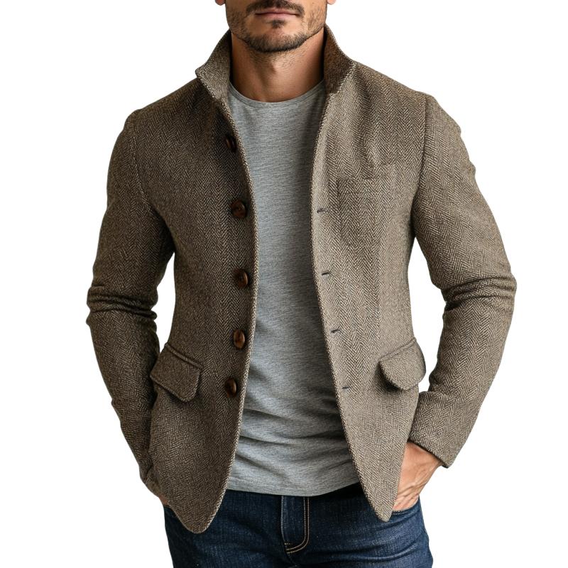 Mens Vintage Herringbone Single Breasted Jacket 9885321822392