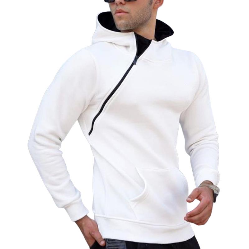 Men's White Side Zip Loose Hoodie 9885840113848