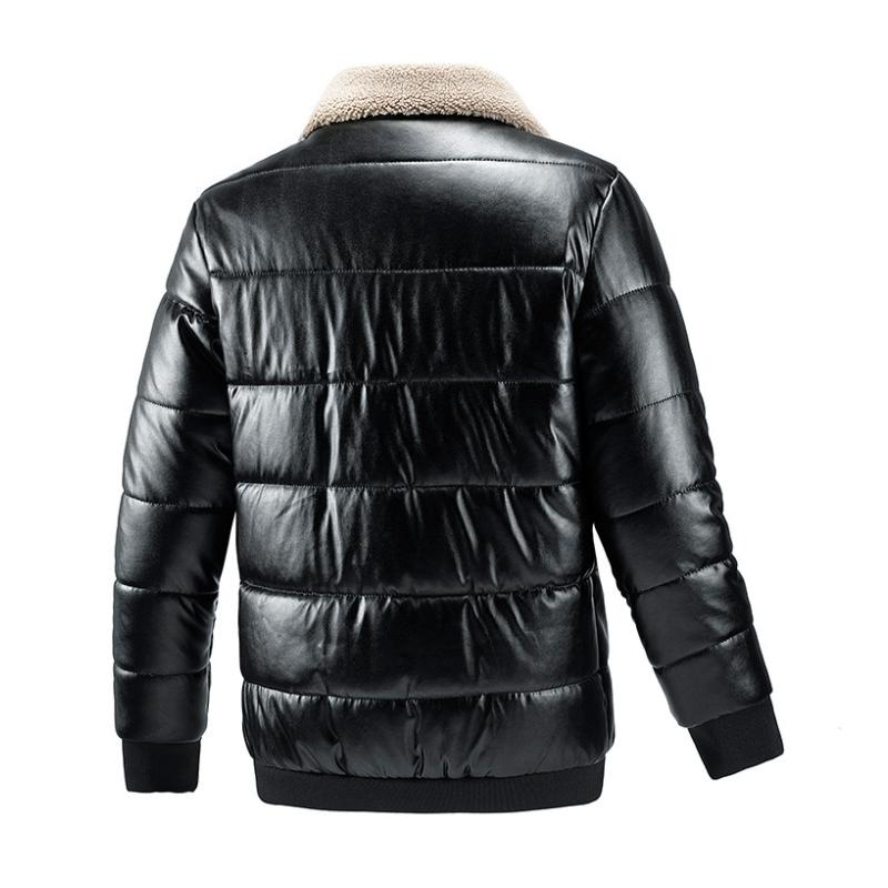 Men's Casual Lamb Wool Lapel Thickened Motorcycle Padded Bomber Jacket 9261096534200