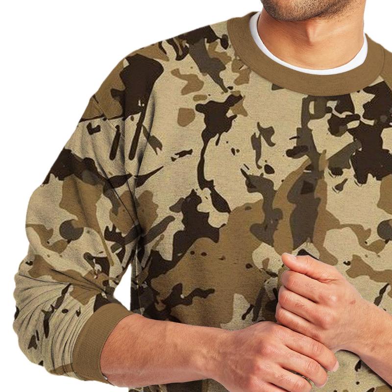 Men's Retro Casual Camouflage Print Crew Neck Sweatshirt 9261142245560