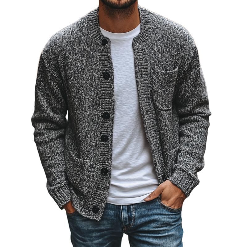 Men's Casual Round Neck Multi-pocket Single-breasted Knitted Cardigan 9266615222456