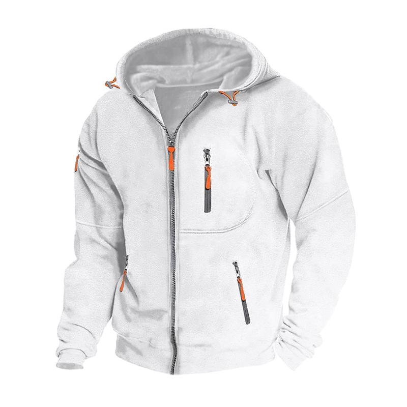 Men's Casual Sports Multi-pocket Zipper Loose Hooded Jacket 9261092929720