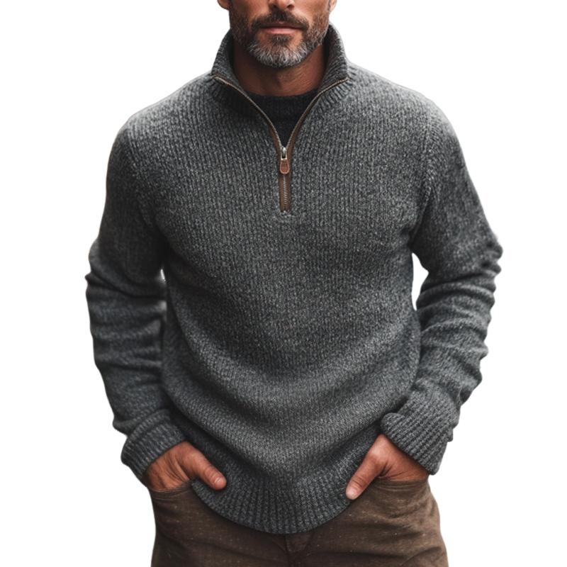 Men's Vintage Half Zip Turtleneck Knit Sweater 9887383879864