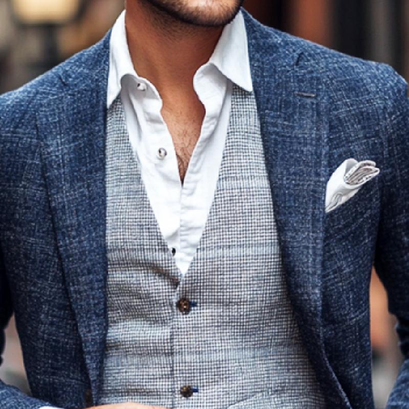 Men's Retro Casual Plaid Straight Shoulder Blazer 9273156337848