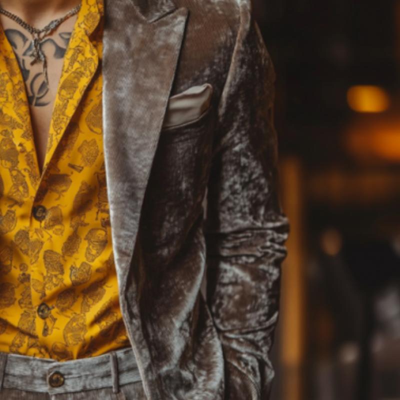 Men's Stylish Casual Single-breasted Velvet Blazer 9877925691576