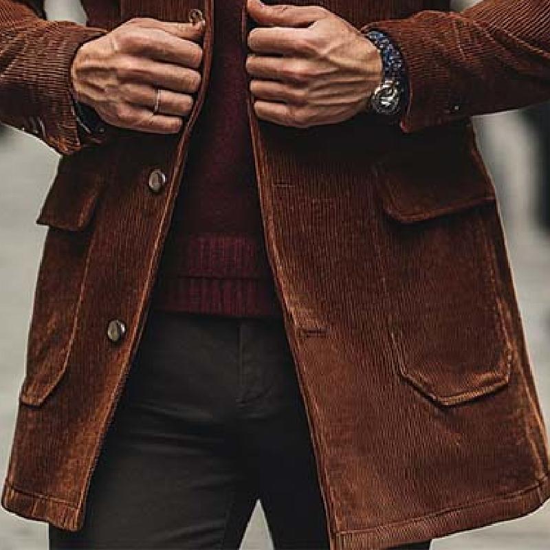 Men's Classic Casual Thigh-Length Corduroy Coat 9268189888696