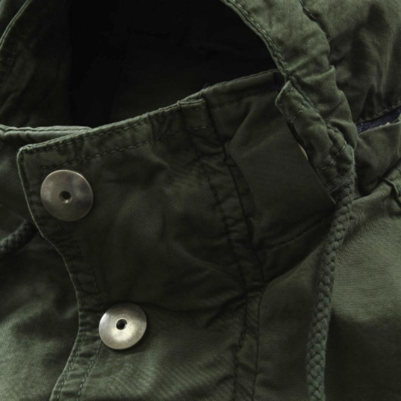 Herren Casual Outdoor Baumwolle Stehkragen Kapuze Reißverschluss Mittellanger Trenchcoat 69828861M