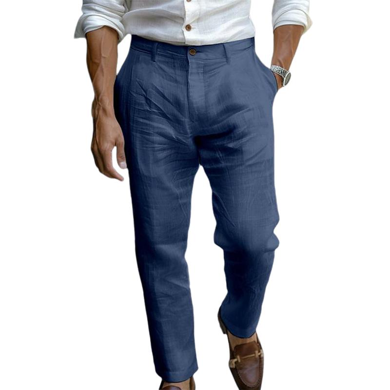 Men's Linen Button Solid Color Breathable Pants 9271921017016
