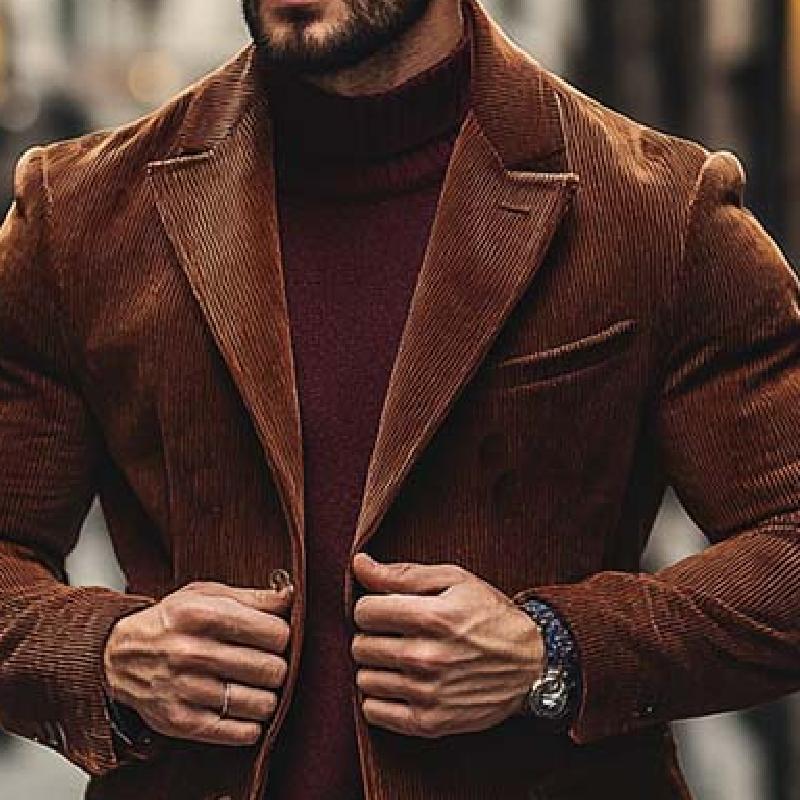 Men's Classic Casual Thigh-Length Corduroy Coat 9268189888696