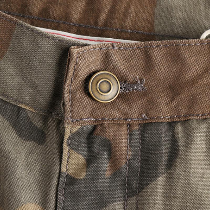 Men's Vintage Distressed Washed Camouflage Straight Cargo Pants 9261770408120