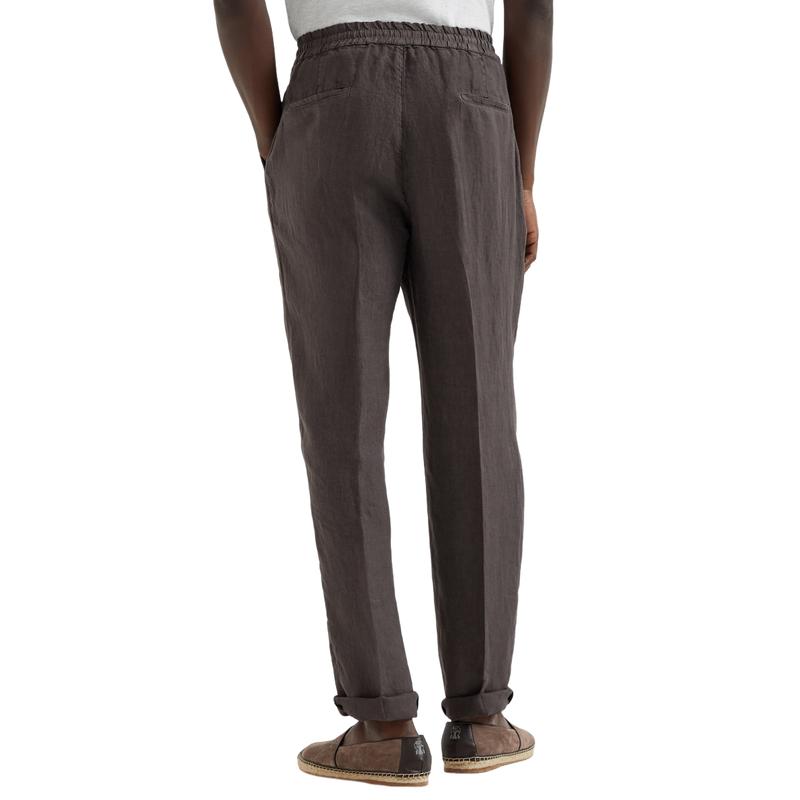 Men's Loose Drawstring Elastic Waist Linen Casual Pants 9890061975736