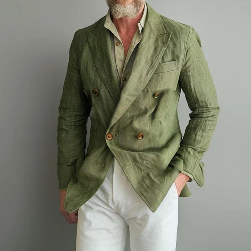 Men's Vintage Solid Double Breasted Blazer 9261086310584
