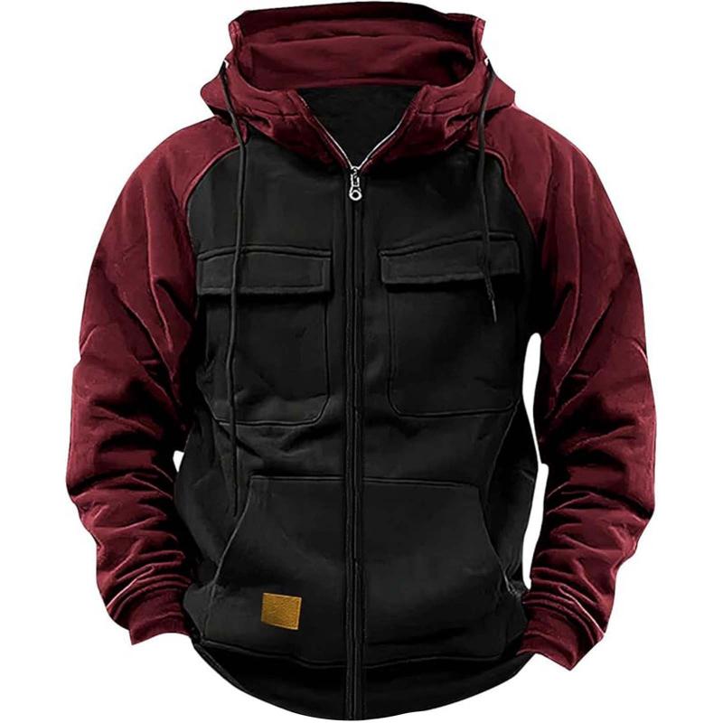 Men's Casual Colorblock Raglan Sleeve Hooded Sweatshirt Jacket 9261082181816