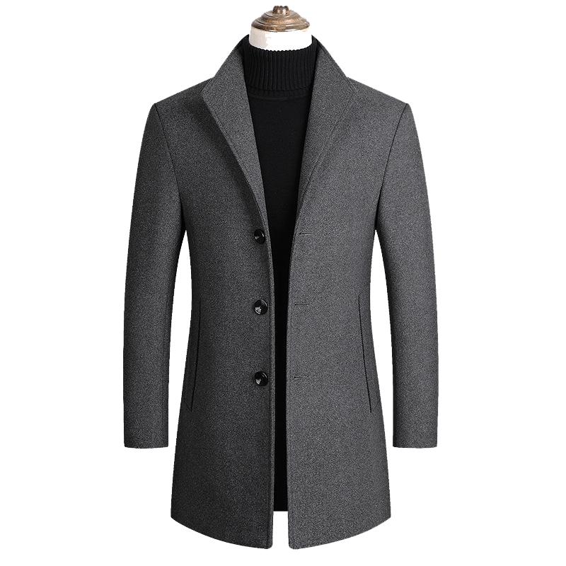 Men's Lapel Single Breasted Woolen Coat 9261100564664