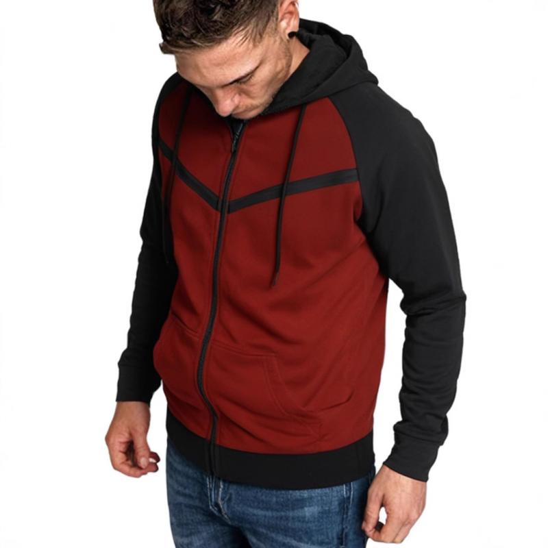 Men's Casual Color Matching Hooded Sweatshirt Jacket 9268189331640