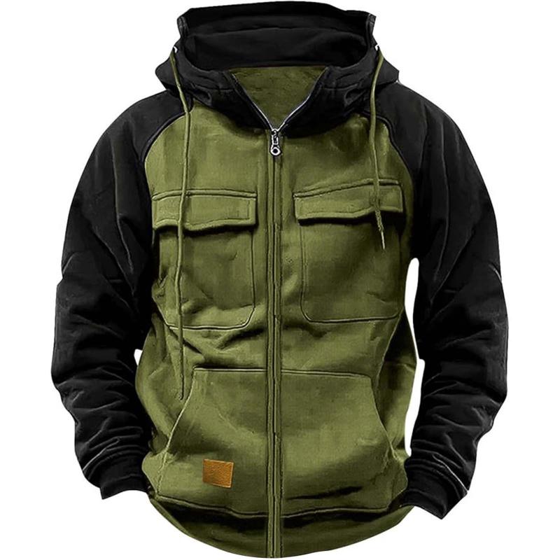 Men's Casual Colorblock Raglan Sleeve Hooded Sweatshirt Jacket 9261082181816