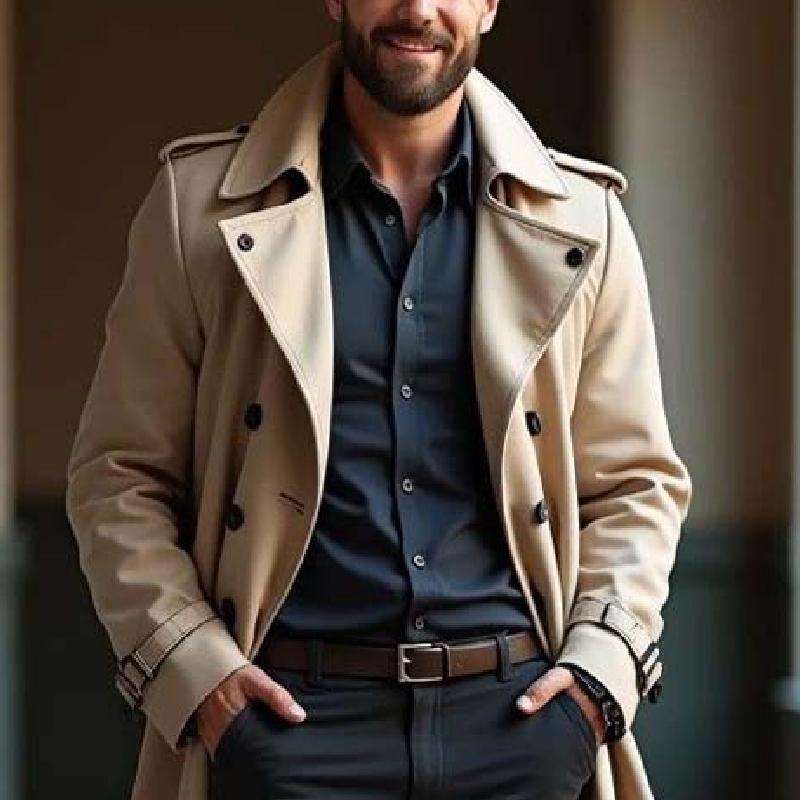 Men's Classic Vintage Double Breasted Multi-Length Knee-Length Trench Coat 9266614370488