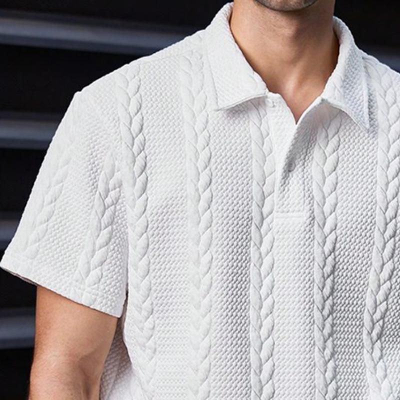 Men's Retro Casual Embossed Lapel Short Sleeve T-Shirt 9887382339768