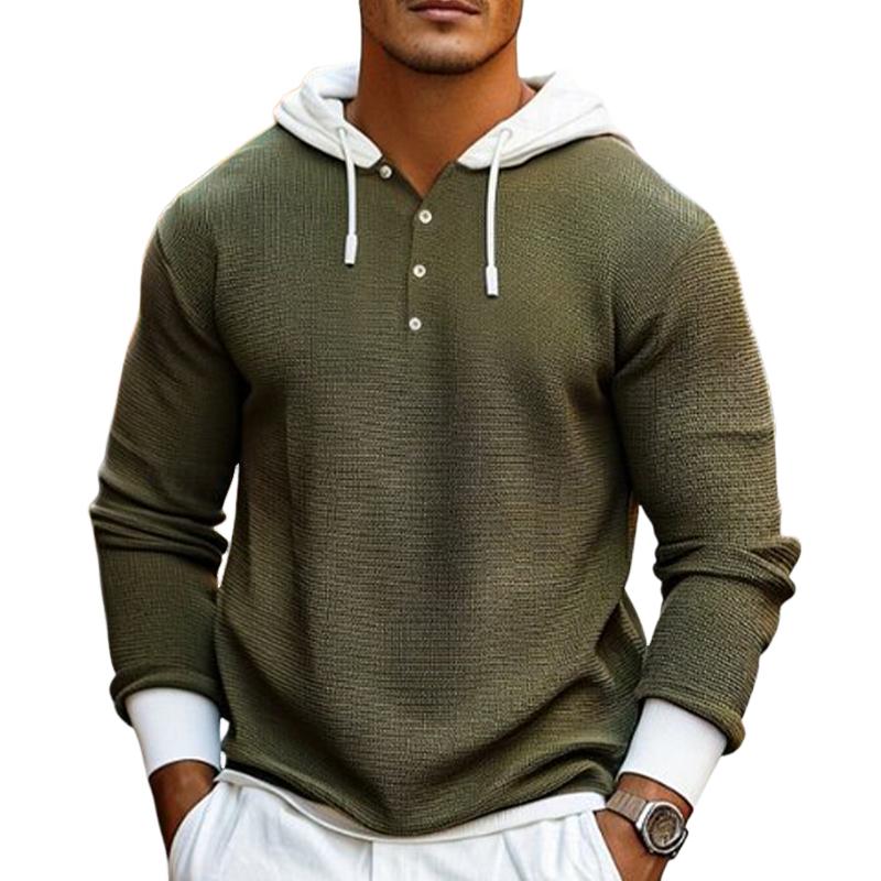 Men's Casual Contrast Waffle Hoodie 9267507298488