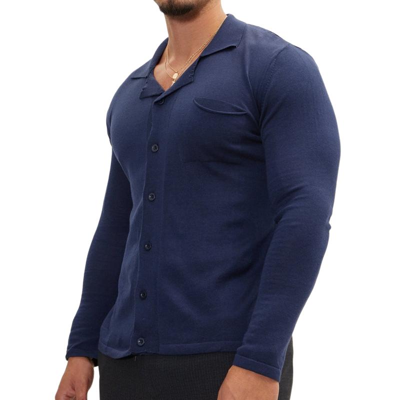 Men's Classic Slim Fit Thin Lapel Knit Cardigan 9885322248376