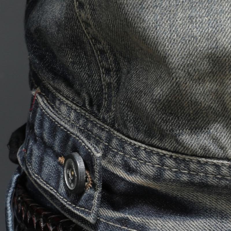 Men's Vintage Washed Slim Fit Zip-Up Denim Motorcycle Jacket 9261088145592