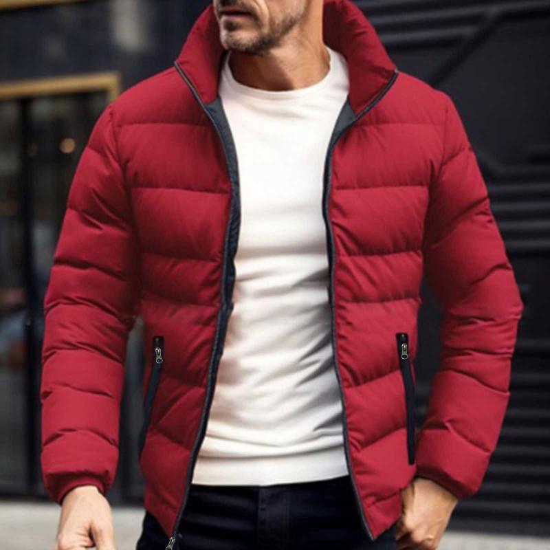 Men's Solid Color Stand Collar Cotton Coat 9261104693432