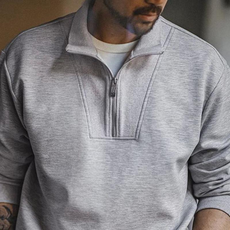 Men's Fashion Solid Color Loose Lapel Long Sleeve Casual Sweatshirt 9886818861240