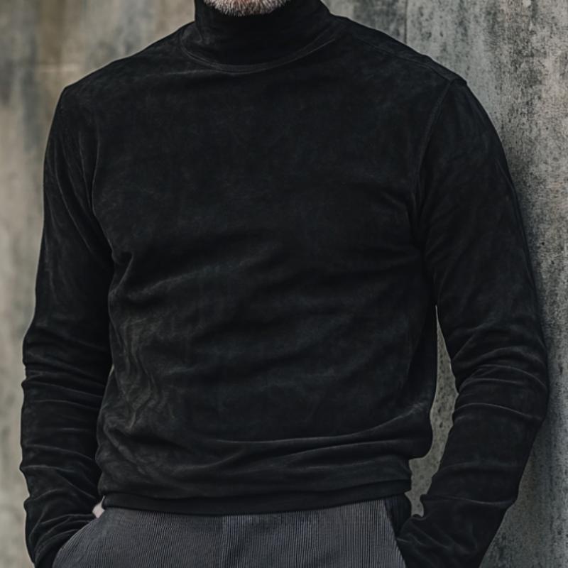 Men's Versatile Turtleneck Suede Long Sleeve Bottoming T-Shirt 9877644902584