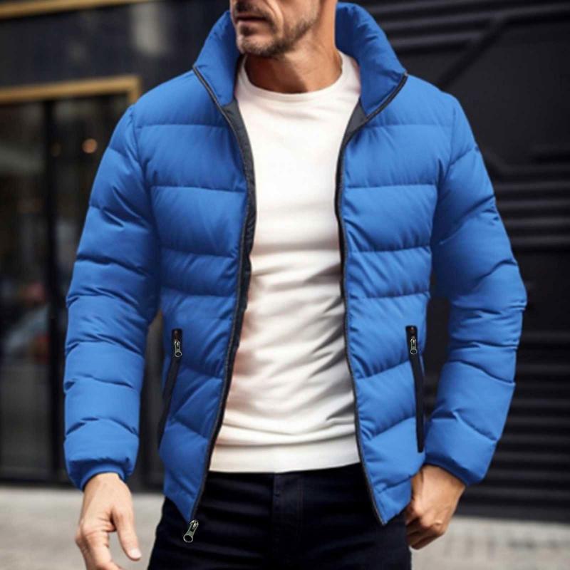 Men's Solid Color Stand Collar Cotton Coat 9261104693432