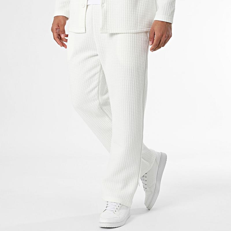 Men's Solid Waffle Jacket and Pants Set 9260834291896