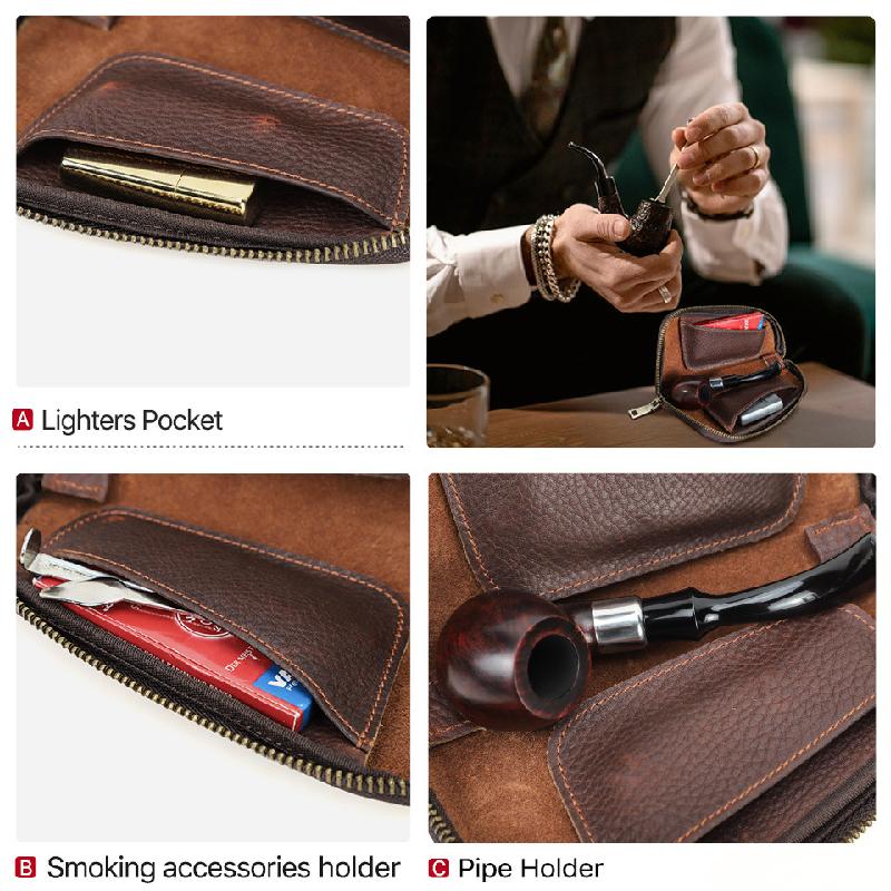 Men's Multifunctional Portable Tobacco Leather Storage Bag 9272629657784