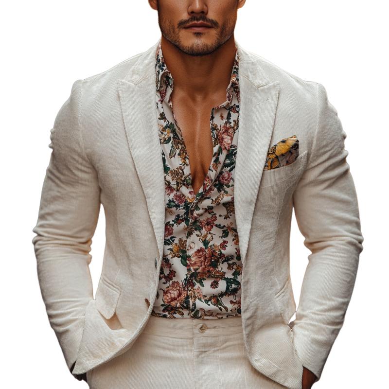 Men's Classic Casual Single-Breasted Slim Fit Corduroy Blazer 9887360385208