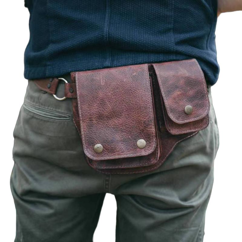 Men's Classic Vintage Adjustable PU Leather Belt Shoulder Bag 9262189576376