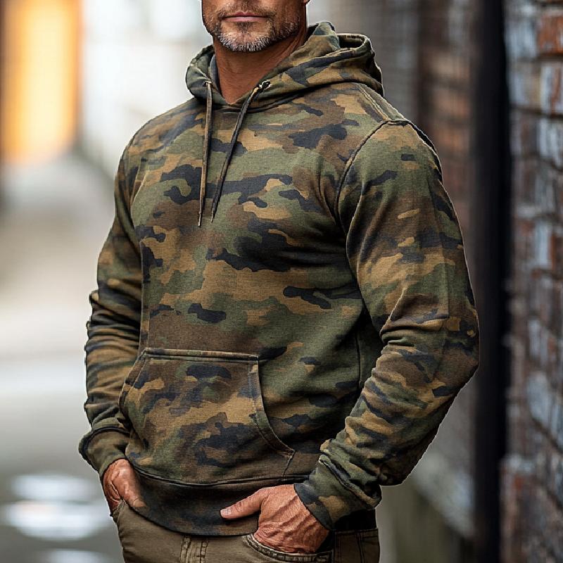 Men's Classic Camouflage Digital Print Hooded Sweatshirt 9267505987768