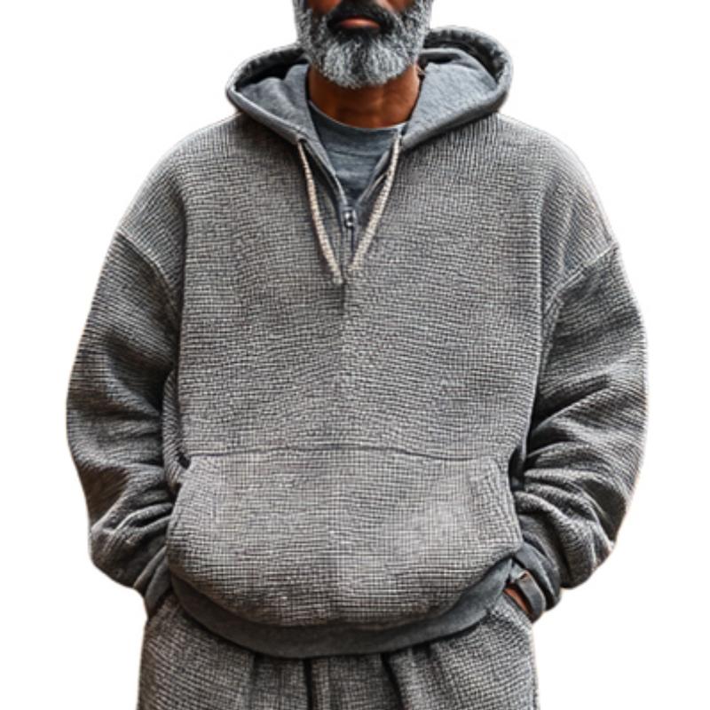 Men's Classic Casual Waffle Hoodie and Casual Pants Two-piece Set 9274152452280