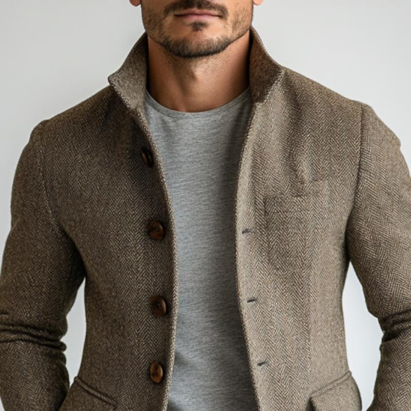 Mens Vintage Herringbone Single Breasted Jacket 9885321822392