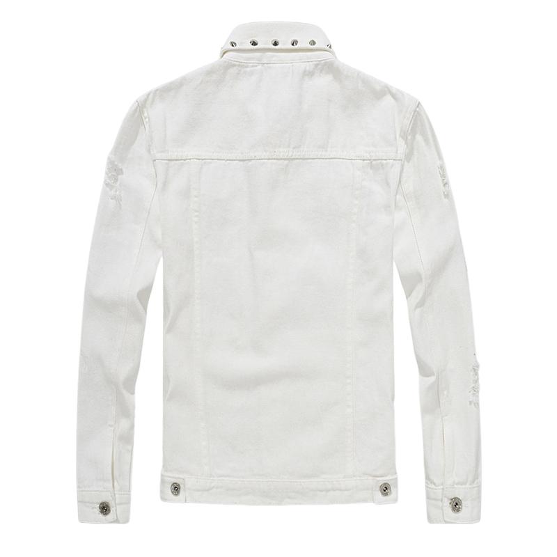 Men's Riveted Motorcycle Denim Ripped Jacket 9266613092536