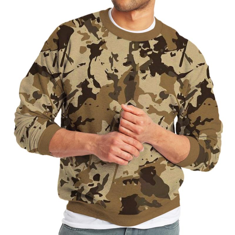 Men's Retro Casual Camouflage Print Crew Neck Sweatshirt 9261142245560