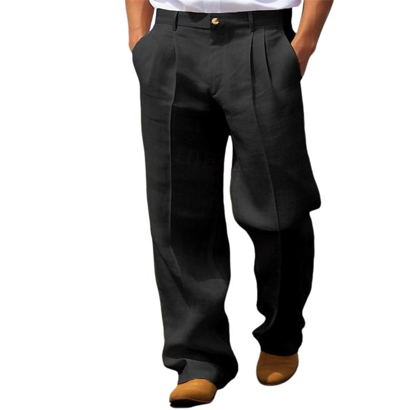 Men's Linen Solid Color Loose Straight Pants 9271921115320
