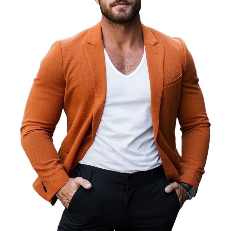 Men's Stylish Solid Color Single Button Blazer 9886817190072